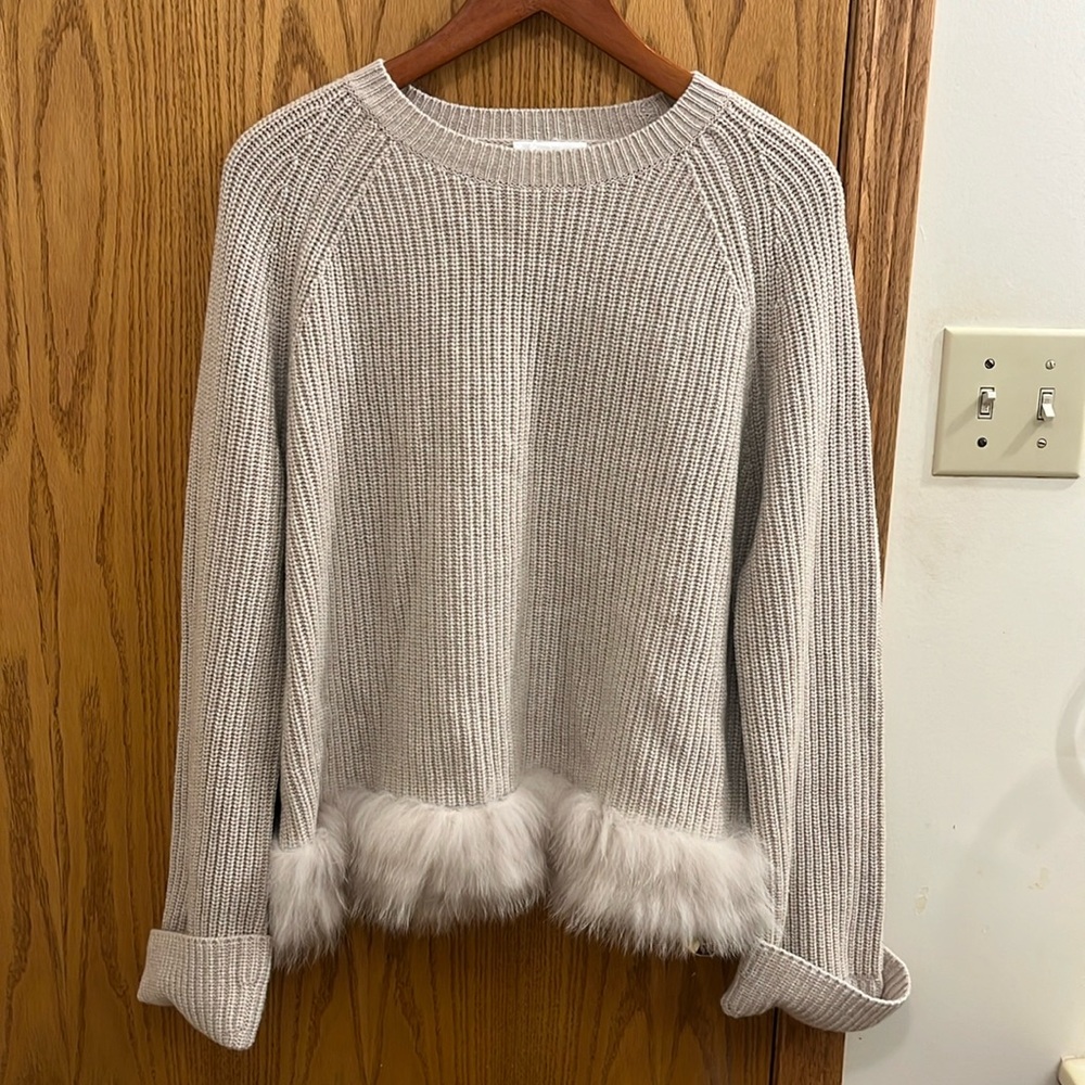 Revolve W.Cashmere Knit Cashmere Sweater with Faux Fur Hem